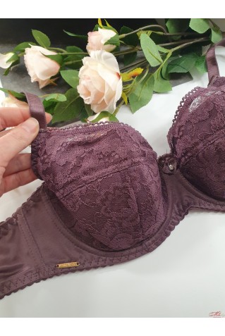 Кружевной бюстгальтер на тонком поролоне Lanny Mode 11730 слива